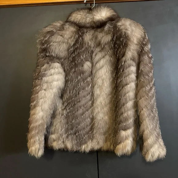 Saga Fur Gray and Brown Fox Jacket - Picture 2 of 8